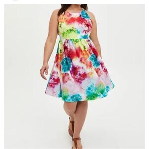 Torrid tie dye  rainbow midi texture knit  skater dress plus size 3 3xl xxxl